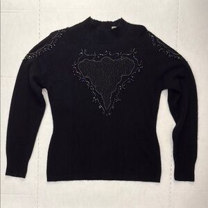Vintage Allison Smith lambswool and Angora Rabbit Hair Beaded Black Sweater